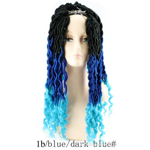 Wavy Goddess Locs Curly Faux Locs Crochet Hair Braids Prelooped Synthetic Hair Extension Soft Dreadlock 20inch